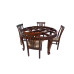 Premium Design Glass Top Rose Wood Dining Table (5 Ft x 5 Ft) with 4 Chairs VDT0211