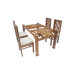 Premium Design Glass Top Teak Wood Dining Table (5Ftx3Ft) with 4 Chairs VDT0119
