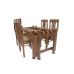 Premium Design Glass Top Teak Wood Dining Table (5Ftx3Ft) with 4 Chairs VDT0122