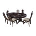 Premium Design Glass Top Rose Wood Dining Table (8Ftx4Ft) with 6 Chairs VDT0209