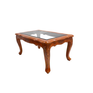  Teak Wood Center Table with Glass VTP365