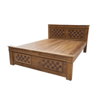 Premium Chess Design Teak wood Bed 75x60 VBD0108