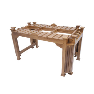 Premium Design Glass Top Teak Wood Dining Table (5Ftx3Ft) VDT0120